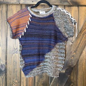 Vintage Midnight Blues  Patchwork Sweater